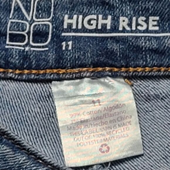 Womens Jeans 11 High Rise Blue Distressed Grunge Denim Pants Rips Holes - Picture 6 of 8